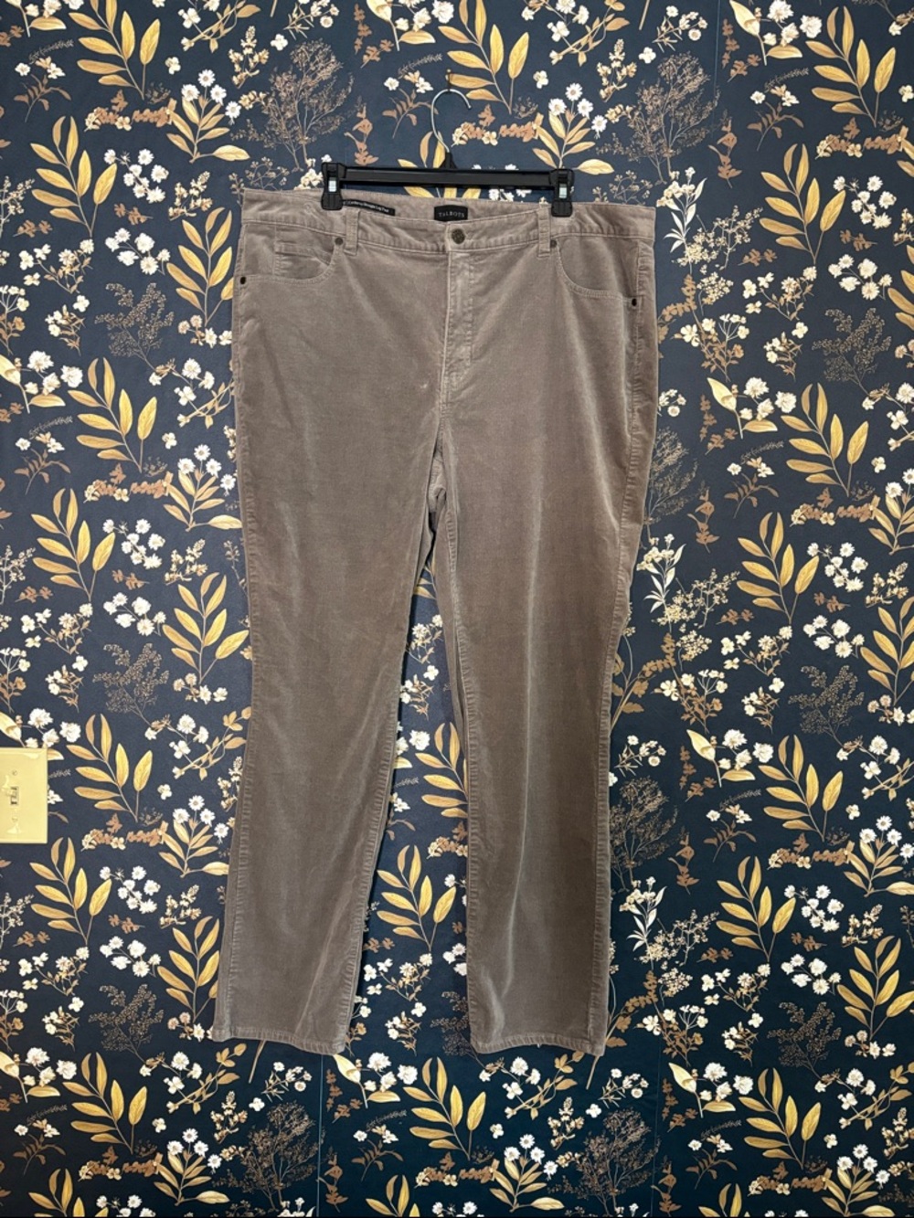 Talbots Women's Corduroy Pants Straight Leg  in Taupe Gray Size 16W